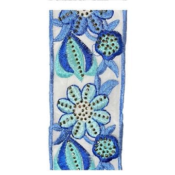 Cornflower Floral Jewelled Jacquard
