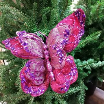 Purple Glittered Butterfly with Clip