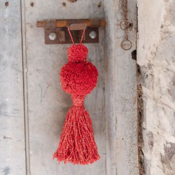 Post Box Red Lurex Pom Pom