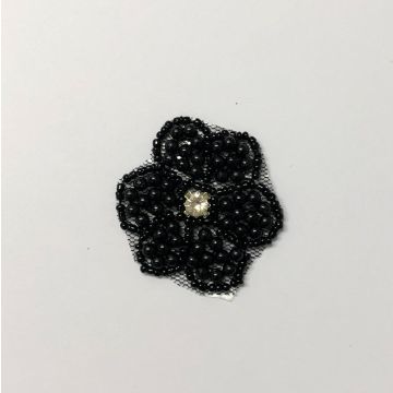 Black Beaded Flower Motif