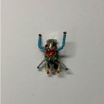Blue Embroidered Bug Brooch