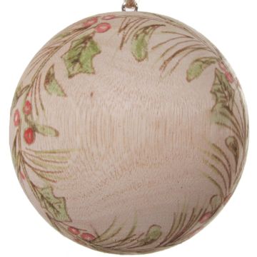 Holly Wreath Wooden Ball