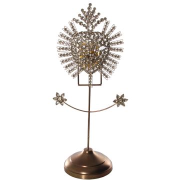 Antique Gold Diamante Heart T-Light Holder