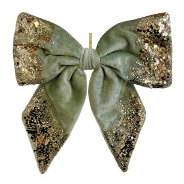 Green Velvet Glitter Bow