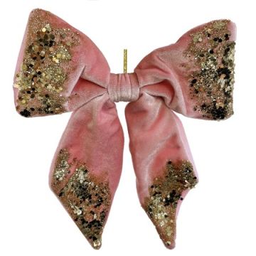 Pink Velvet Glitter Bow