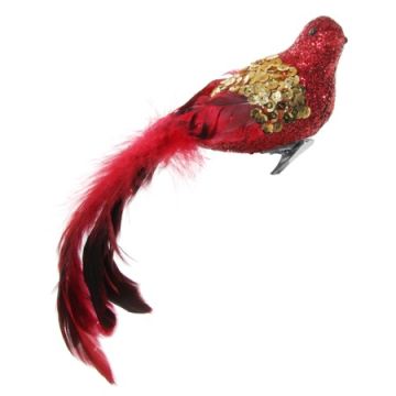 Red Feather Glitter Bird