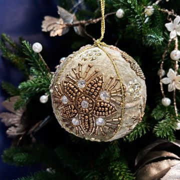 Gold Velvet Beaded Ball