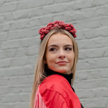 Brown Pink Plaited Cord Headband