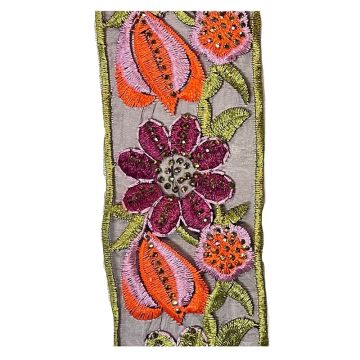 Sludge Green Floral Jewelled Jacquard