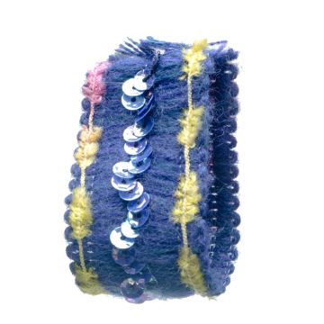 Pitch Blue Wool Sequin Braid 30mm