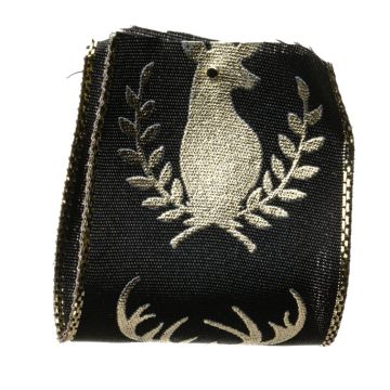 Black Metallic Stag Ribbon