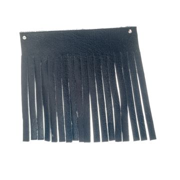 Black Mock Leather Fringe 50mm