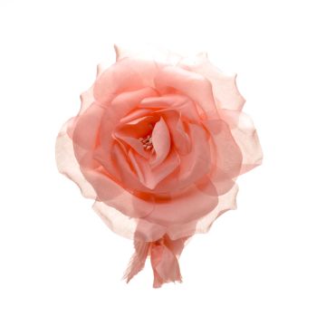 Coral Silk rose with 3 buds 150 x 180mm