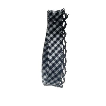 Crow Black Gingham Picot Bias Ribbon