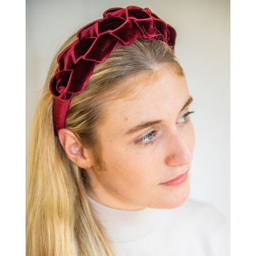 Dark Amaryllis Velvet Lattice Headband