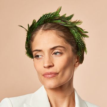 Leaf Green Spotted Feather Headband