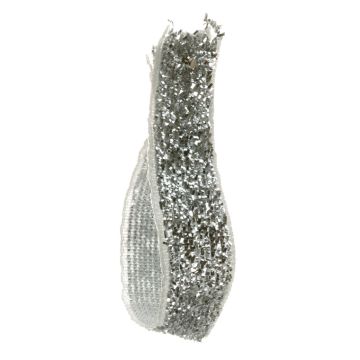 Metallic Silver Glitter Velvet Ribbon