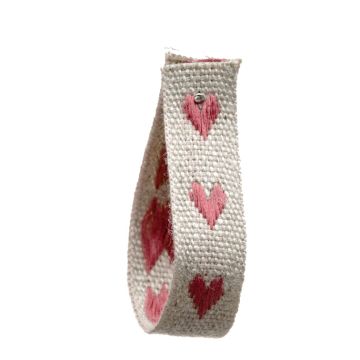 Old Azalea Linen Ribbon with Hearts