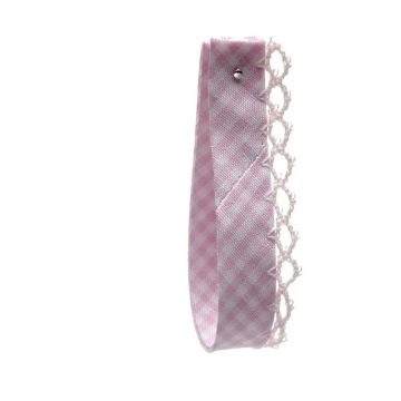 Pale Azalea Gingham Picot Bias Ribbon