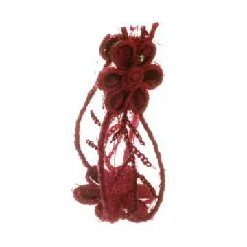 Peonie Red Embroidered Flower in Organdy