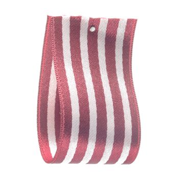 Peonie Red Striped Satin ribbon
