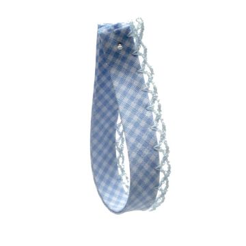 Periwinkle Gingham Picot Bias Ribbon