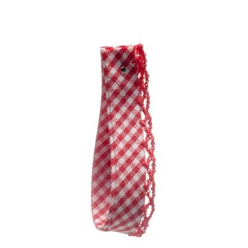 Post Box Red Gingham Picot Bias Ribbon