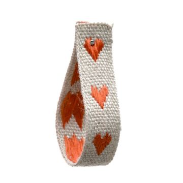Red Squirrel Linen Ribbon with Hearts