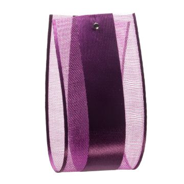 Ripe Plum Satin Centre Organdy Ribbon