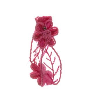 Sissinghurst Pink Embroidered Flower in Organdy