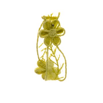 Sludge Green Embroidered Flower in Organdy