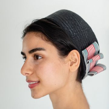 Black Striped Grosgrain Percher