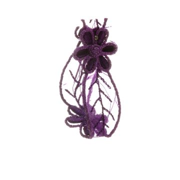 Viola Purple Embroidered Flower in Organdy