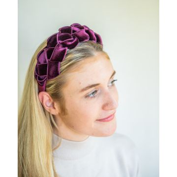 Wine Velvet Lattice Headband