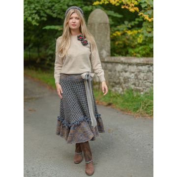 Blue Check Tweed Skirt