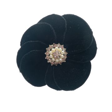 Black Velvet Flower Brooch