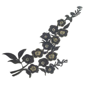 Black Embroidered Flower