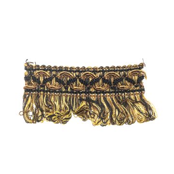 Black  Gold Bin End Looped Fringe