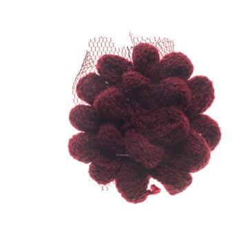 Dark Amaryllis Knit Flower on Lace