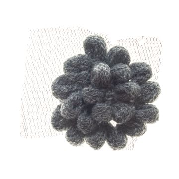 Grey Squirrel Knit Flower on Lace
