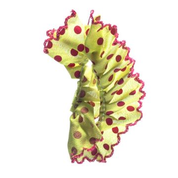 Lime Spotted Frilled Ribbon