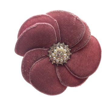 Old Azalea Velvet Flower Brooch