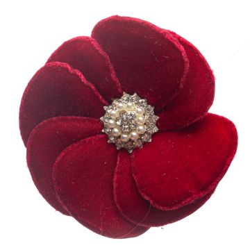 Peonie Red Velvet Flower Brooch