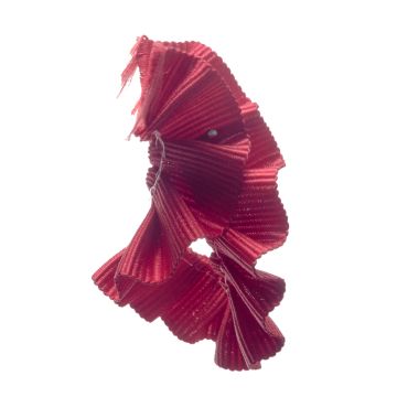 Peonie Red Pleated 15mm Grosgrain Ribbon