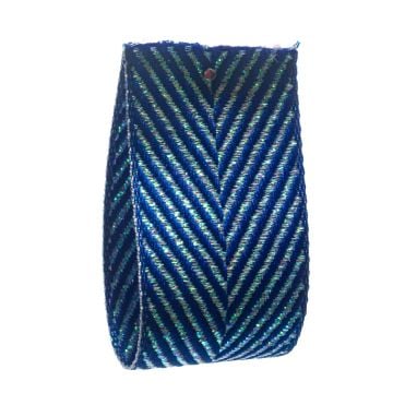 Pitch Blue Metallic Herringbone