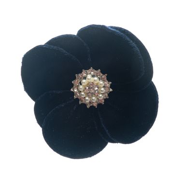 Pitch Velvet Flower Brooch