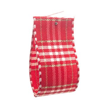 Post Box Red Rustic Tartan Ribbon