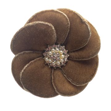 Sable Twig Velvet Flower Brooch