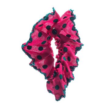 Sissinghurst Pink Spotted Frilled Ribbon