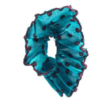 Teal Spotted Frilled Ribbon